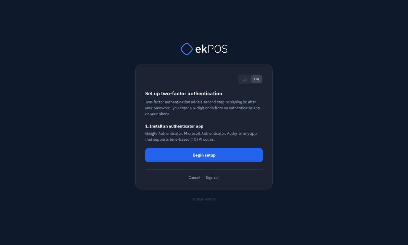 Setting up two-factor authentication