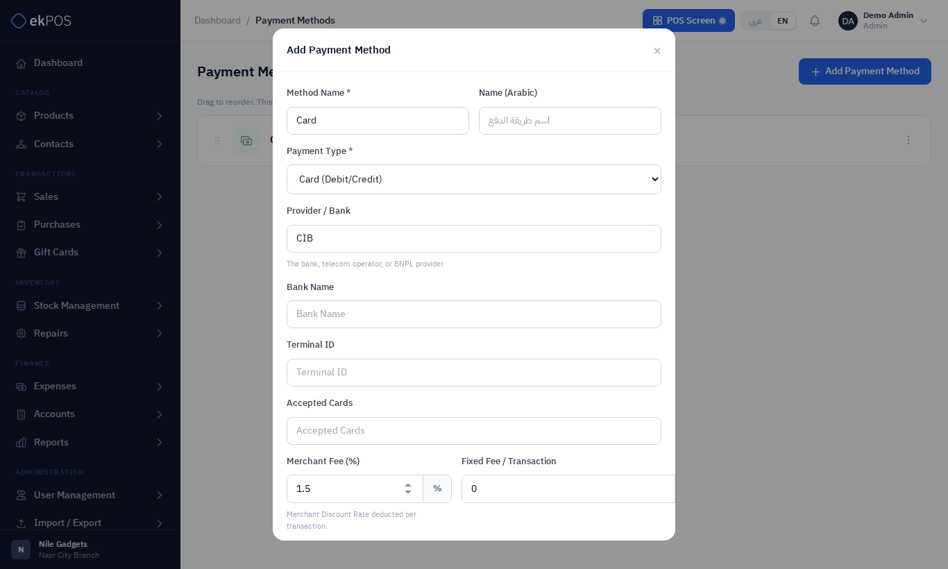 Adding a card payment method