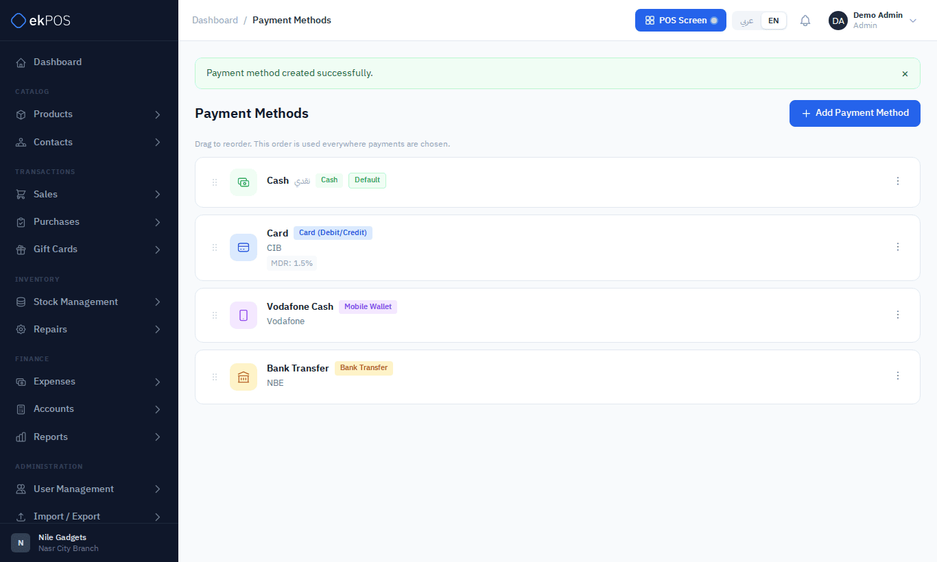 Payment methods